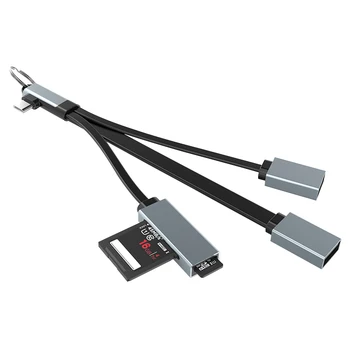 4 Em 1-Tipo C com HUB USB Leitor de Cartão Tipo C Cabo para o cartão de memória SD/MMC/TF Cartão de Multi Cabo do Carregador USB para o Android 5.0 Janela do Mac OS X  5