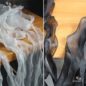 Linha lateral Onda Guarnição do Laço Preto Branco de Organza DIY Patchwork Punhos, Gola Decoração da Saia Vestido de Noiva Designer de Acessórios  0