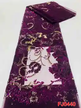 Nigeriano de Tule de Renda Tecidos de Alta Qualidade e Renda francesa Com Sequinse de Noiva, Flores em 3D Frisado a rede de Malha Laço de Pano de Costura, Artesanato  0